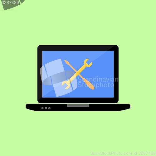 Image of Flat style laptop with tools