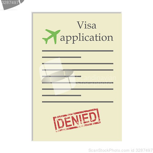 Image of Visa application  with denied stamp