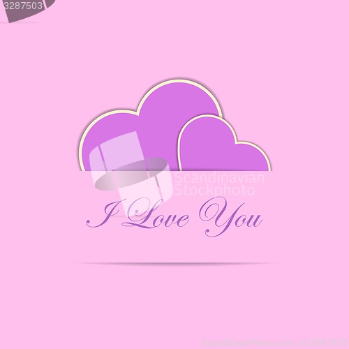 Image of Valentine card with two pink hearts