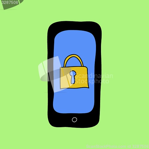 Image of Doodle style phone with lock