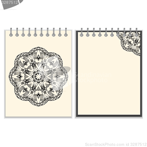 Image of White cover notebook with handmade black pattern