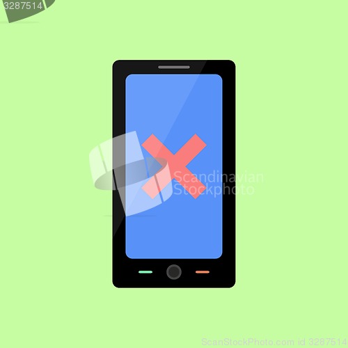 Image of Flat style smart phone with error sign