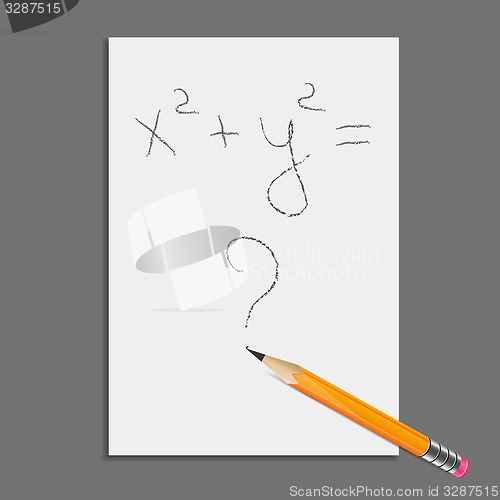 Image of Sheet of paper with pencil and equation