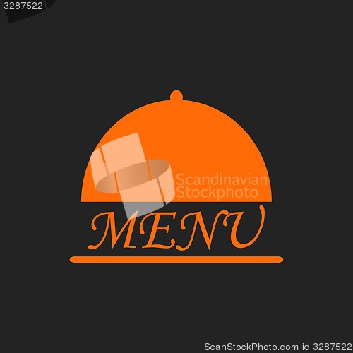 Image of Menu text in orange cloche on black