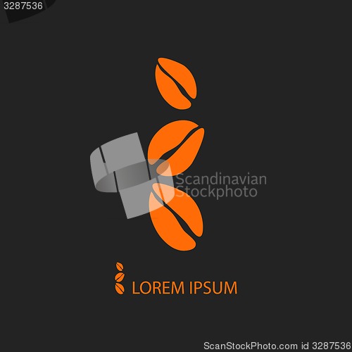 Image of Three orange coffee beans as logo on black