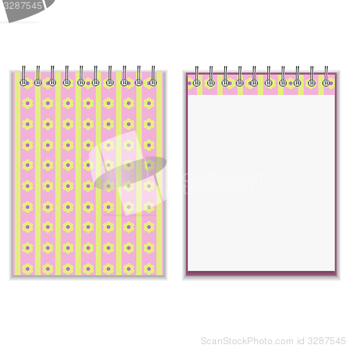 Image of Floral style pink and yellow notebook cover design