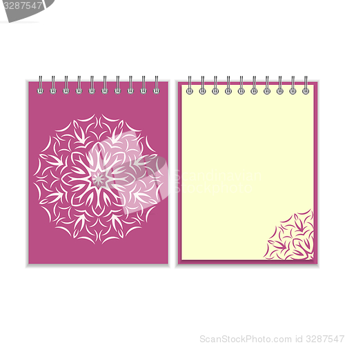 Image of Purple cover notebook with round florwer pattern