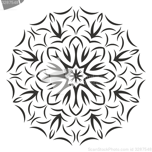 Image of Round black flower pattern on white background