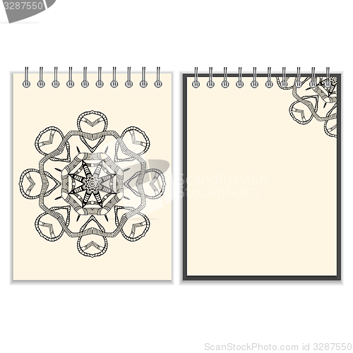 Image of White cover notebook with handmade black pattern