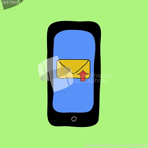 Image of Doodle style phone with sent message