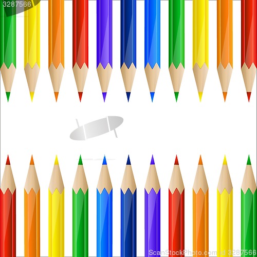 Image of Border made of colorful pencils