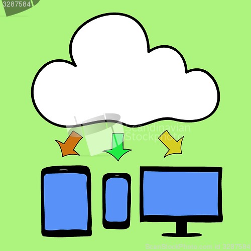 Image of Cartoon style cloud computing
