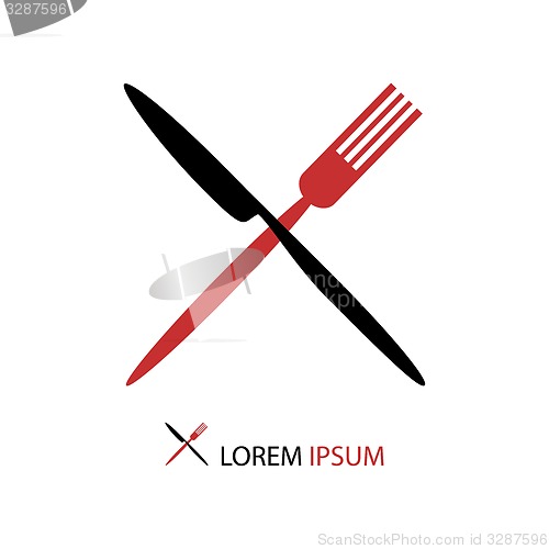 Image of Crossed black and red flatware