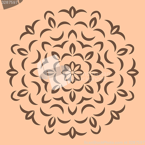 Image of Round brown flower pattern on beige background