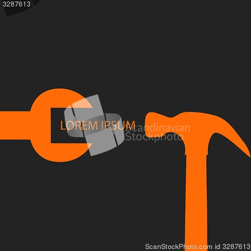 Image of Orange spanner with hammer on black