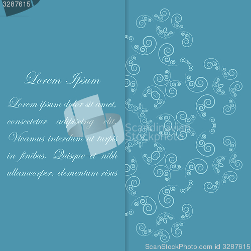 Image of Blue card design with ornate flower pattern