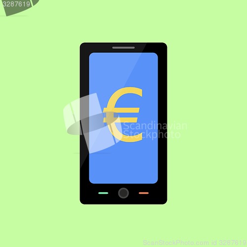 Image of Flat style smart phone with euro