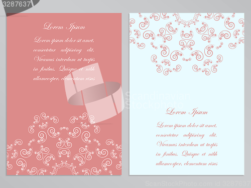 Image of Pink and white flyers with ornate floral pattern