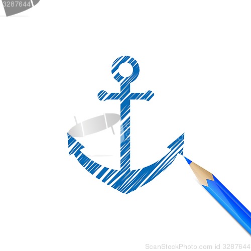 Image of Anchor drawn with blue pencil