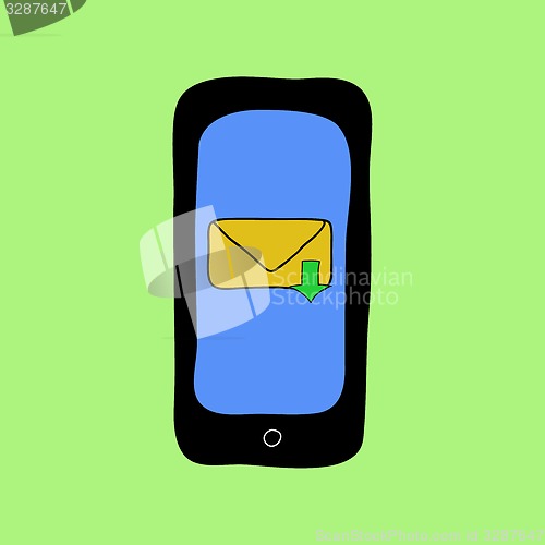 Image of Doodle style phone with inbox message