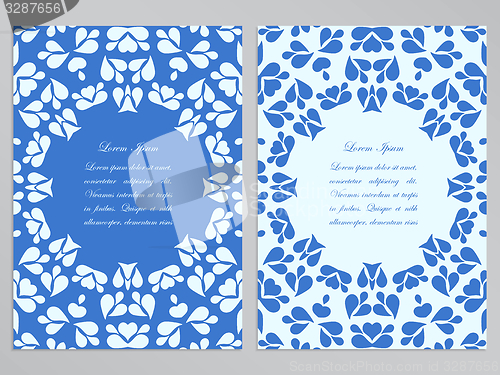 Image of Blue and white flyer design with round pattern