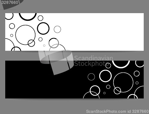 Image of Black and white banners with circles 