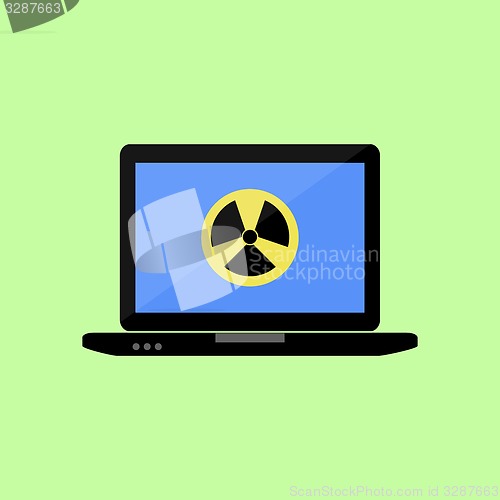 Image of Flat style laptop with virus icon