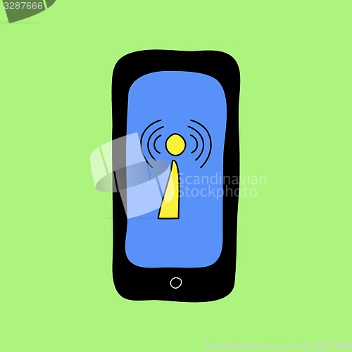 Image of Doodle style phone with wi-fi sign