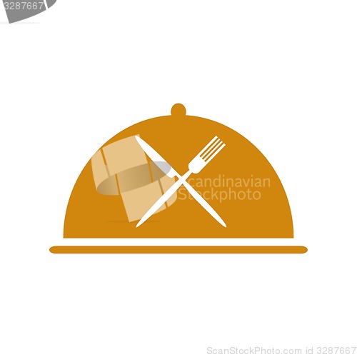 Image of Restaurant icon with cloche and flatware