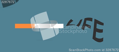 Image of Cigarette with life word as smoke