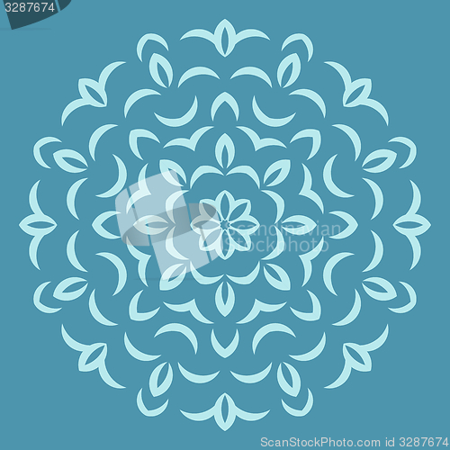 Image of Round flower pattern on blue background