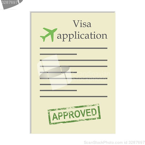 Image of Visa application with approved stamp