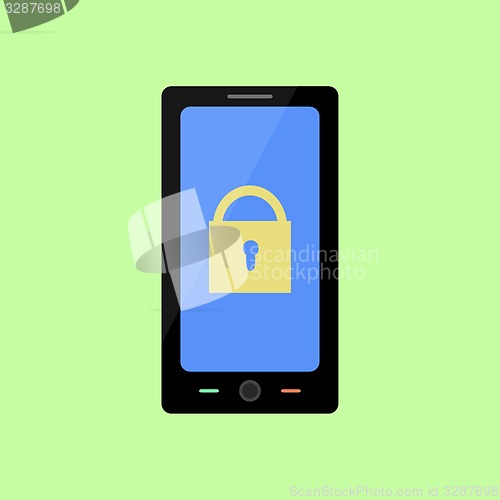 Image of Flat style smart phone with lock