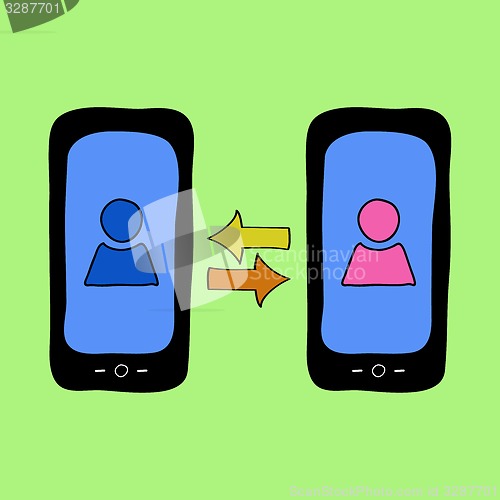 Image of Doodle style phones with love talking