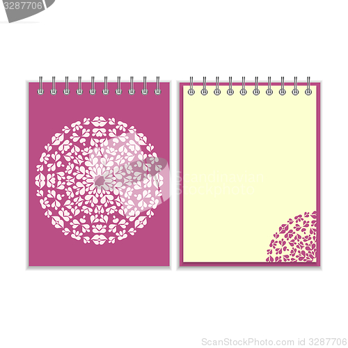 Image of Purple cover notebook with round pattern