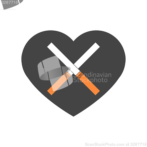 Image of Heart with crossed cigarettes 