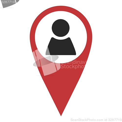 Image of Red geo pin with person sign