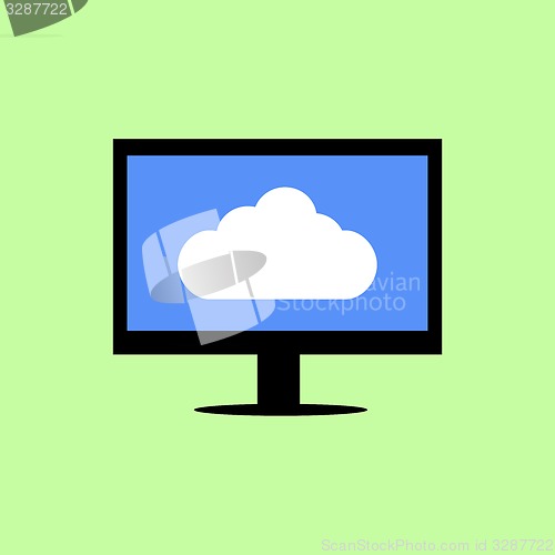 Image of Flat style computer with cloud 
