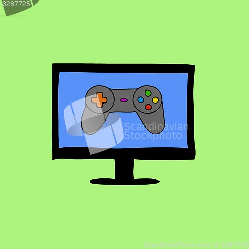 Image of Doodle style computer with gamepad