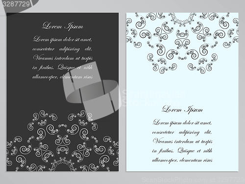 Image of Black and white flyers with ornate floral pattern