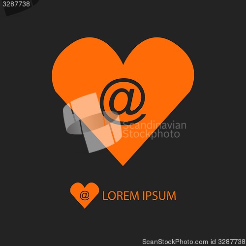 Image of Orange love mail symbol on black