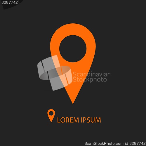 Image of Orange geo pin as logo on black