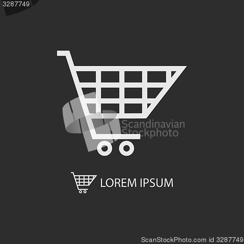 Image of White shopping cart on dark grey background