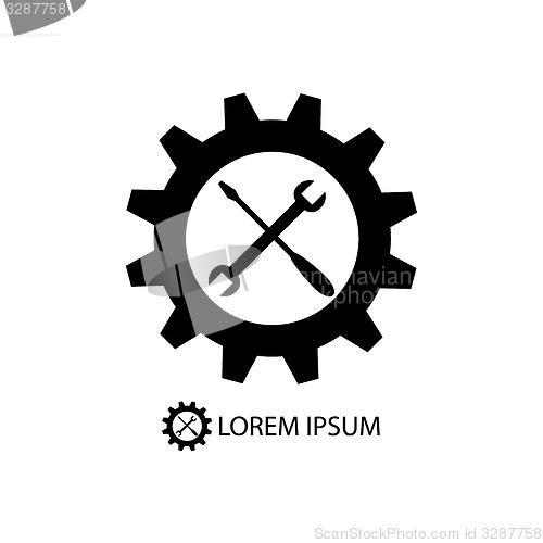 Image of Gear wheel and tools as logo