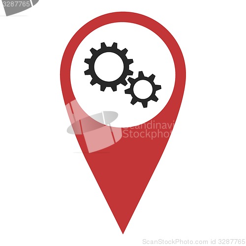 Image of Red geo pin with gear wheels