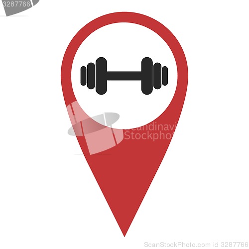 Image of Red geo pin with dumbbell