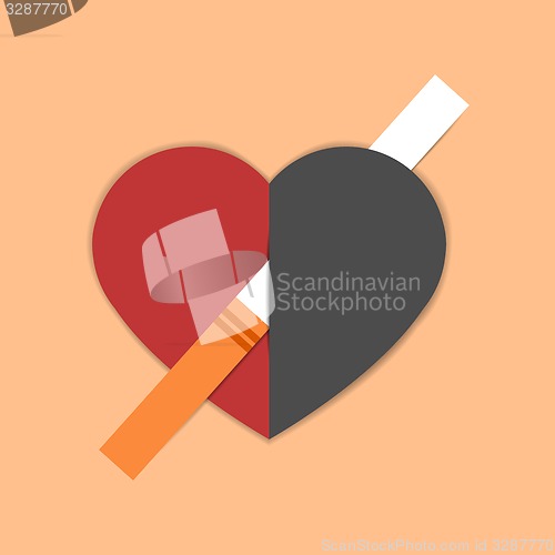 Image of Heart pierced with cigarette