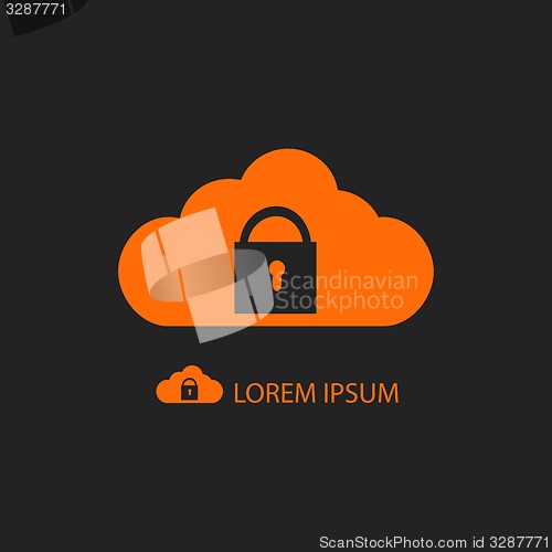 Image of Orange cloud with lock on black