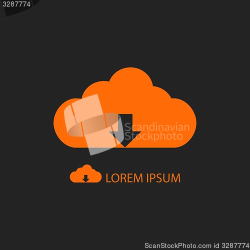 Image of Orange cloud with uploading sign as logo on black