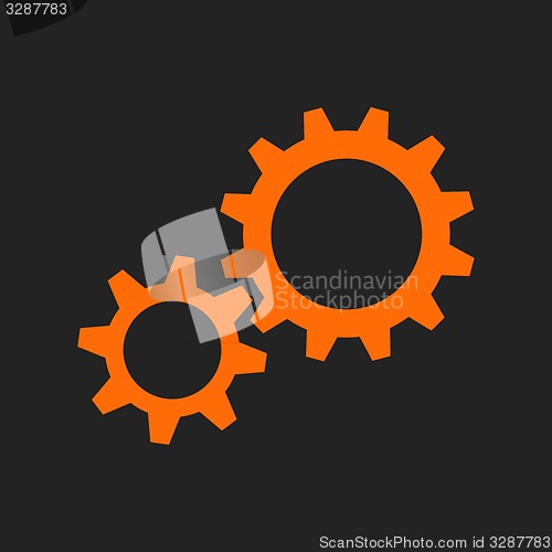 Image of Orange gear wheels on black